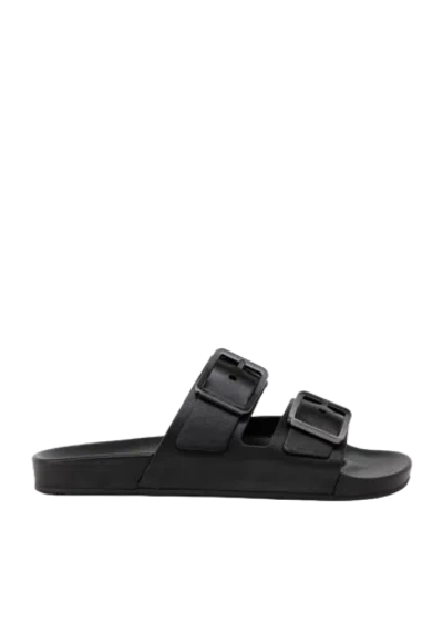 Pre-owned Balenciaga Mallorca Flat Sandals In Black