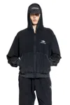 Balenciaga Black Hoodie With Kangaroo Pocket And Logo On The Front In Cotton Man In Black