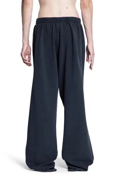 Balenciaga Man Black Trousers In Blue