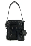 Balenciaga Le Cagole Embellished Textured-leather Messenger Bag In Black