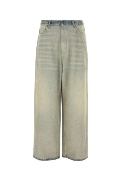 Balenciaga Wide Leg Baggy Denim Trousers In Blue