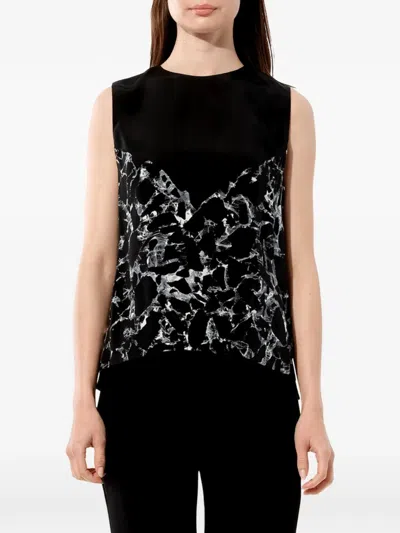 Balenciaga Marble-print Sleeveless Blouse In Black