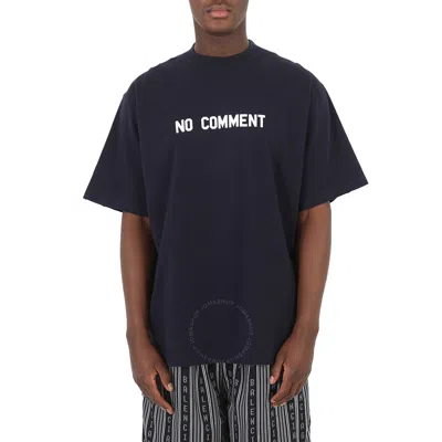Balenciaga Marine Blue Cotton No Comment Print T-shirt