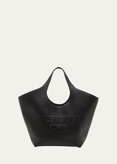 Balenciaga Mary-kate Medium Logo Napa Leather Tote Bag In Black
