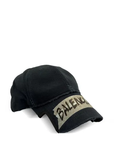 Balenciaga Masking Tape Cap In Black