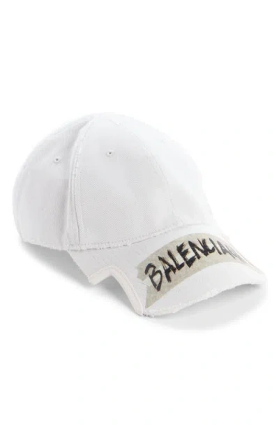 Balenciaga Masking Tape Logo Baseball Cap In White