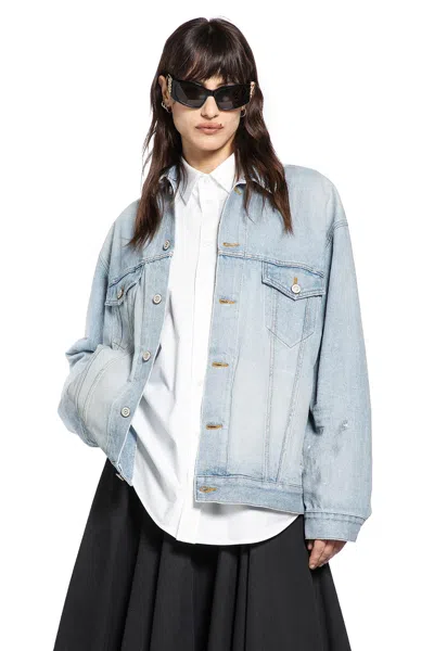 Balenciaga Black Wool Blazer Jacket By . Oversized Cut. Marked Waist. Button Front Closure In Blue