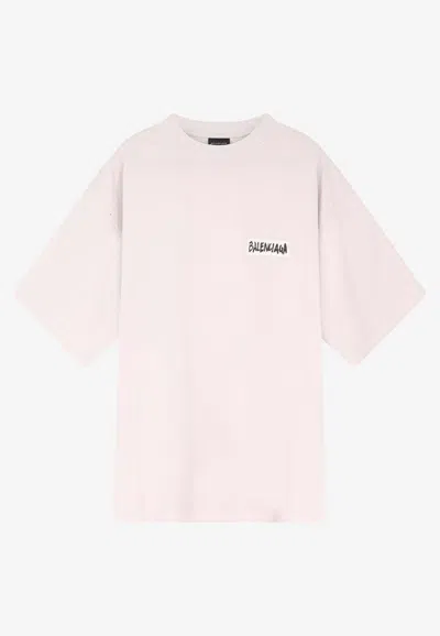 Balenciaga Masking Tape Logo Distressed T-shirt In White