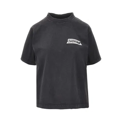 Balenciaga Medium Fit Masking Tape Logo Dry Jersey T-shirt In Black