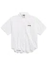 Balenciaga Short Sleeve Silk Blend Button Down Shirt In White