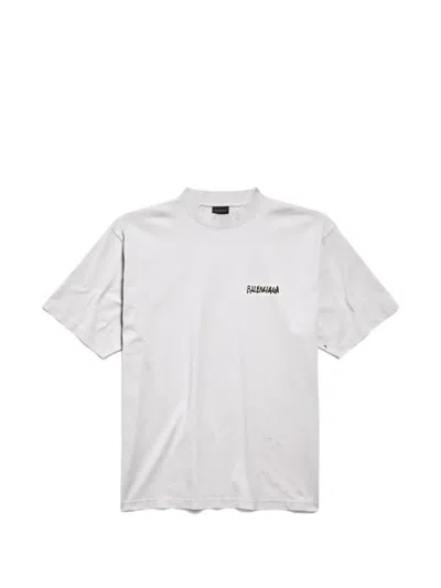 Balenciaga Medium Fit Crew Neck Short Sleeve T Shirt In White
