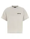 Balenciaga Womens Dirty White Logo-print Relaxed-fit Cotton T-shirt In Gray