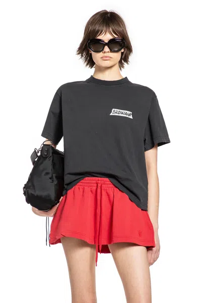 Balenciaga Medium Fit Masking Tape Logo Dry Jersey T-shirt In Black