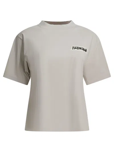 Balenciaga Masking Tape T-shirts White In Gray