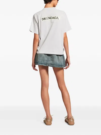 Balenciaga Masking Tape Women's Masking Tape Medium Fit T-shirt In Dirty White In Neutrals
