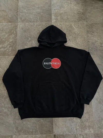 Pre-owned Balenciaga Mastercard Hoodie Oversized Fit In Black