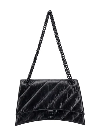 BALENCIAGA MATELASSÉ LEATHER SHOULDER BAG WITH FRONTAL MONOGRAM