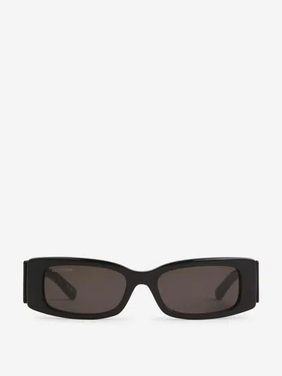 Balenciaga Max Rectangular Sunglasses In Black