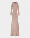 Balenciaga Long-sleeved Jumpsuit And Long Skirt In 2182 Light Brown/silver