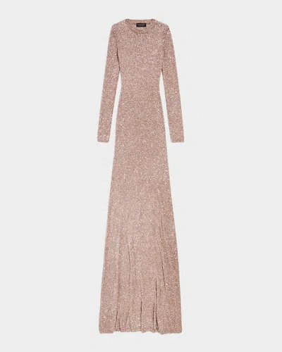 Balenciaga Long-sleeved Jumpsuit And Long Skirt In Brown