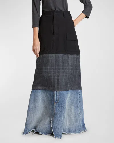 Balenciaga Maxi Layered Cargo Skirt In 1000 Black