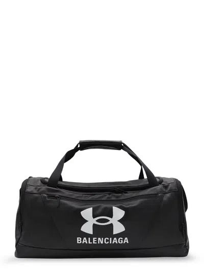 Balenciaga Maxi Logo Leather Duffle Bag In Black