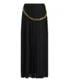 Balenciaga Black Long Pleaded Skirt With Belt In Tech Fabric Woman In Black