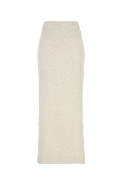 BALENCIAGA BALENCIAGA WHITE STRETCH BOUCLÈ SKIRT