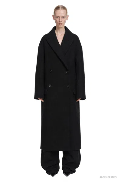 Balenciaga Maxi Stola Coat In Black