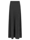 Balenciaga Long Grey Wool Skirt In Black