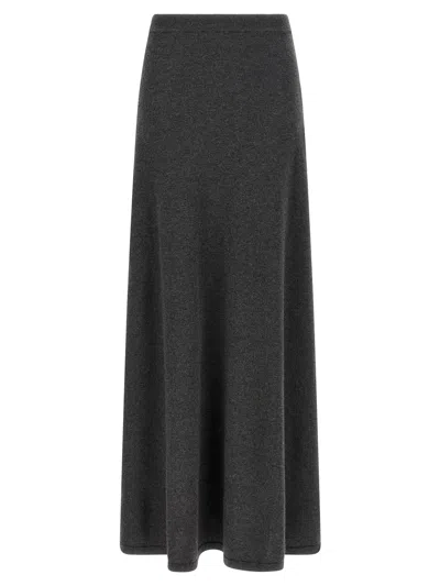 Balenciaga Maxi Wool Skirt In Gray