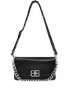 Balenciaga Medium Bb Soft Flap Leather Shoulder Bag In Black