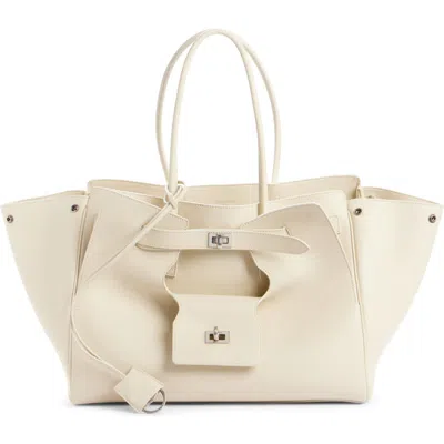 Balenciaga Medium Bel Air Calfskin Leather Tote In Neutral