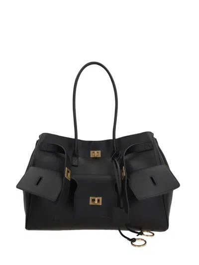 Balenciaga Medium Bel Air Leather Shoulder Bag In Black
