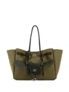 Balenciaga Women Army Green Canvas Medium Carry All Bel Air Handbag