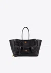 Balenciaga Black Leather Medium Carry All Bel Air Shopping Bag In Black