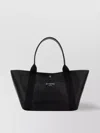 Balenciaga Black Leather Medium Biarritz Shopping Bag In Black