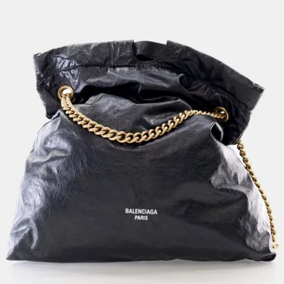 Pre-owned Balenciaga Medium Calfskin Crush Tote Bag In Black