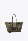 Balenciaga Carry All Bel Air Media Bag In Khaki Canvas Women