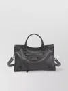 Balenciaga Le City Medium Crinkled Leather Top-handle Bag In Gray