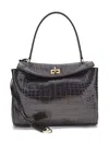 Balenciaga Rodeo Shoulder Bag In Crocodile-print Leather In Brown