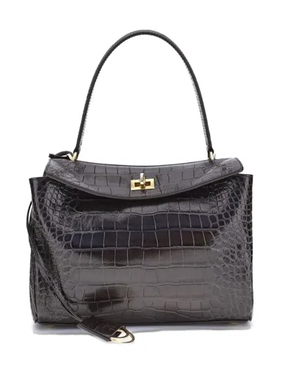 BALENCIAGA MEDIUM CROCODILE-EFFECT SHOULDER BAG