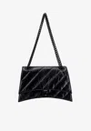 Balenciaga Medium Crush Quilted Leather Shoulder Bag In Black
