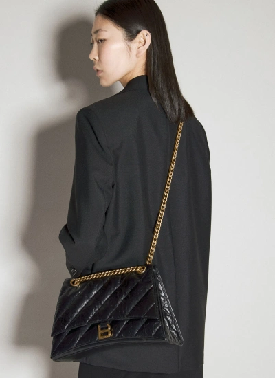 Balenciaga Medium Crush Chain Shoulder Bag In Black