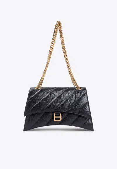 Balenciaga Medium Crush Chain Shoulder Bag In Black