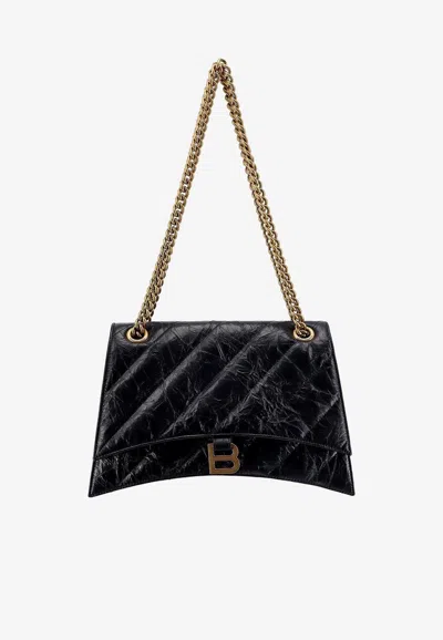 Balenciaga Medium Crush Quilted Leather Shoulder Bag In Black