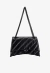 Balenciaga Medium Crush Quilted Leather Shoulder Bag In Black
