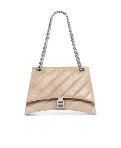 Balenciaga Medium Crush Quilted Leather Shoulder Bag In Nude