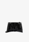 Balenciaga Patent Leather Shoulder Bag With Frontal Monogram In Black