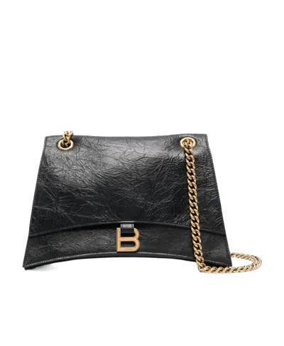 Balenciaga Medium Crush Chain-strap Shoulder Bag In Black